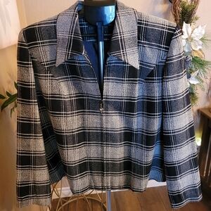 La Madona Black and Gray Plaid Blazer